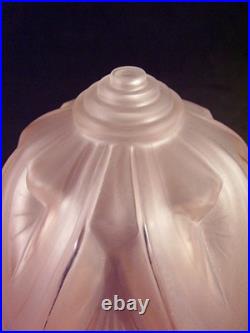 Muller Frères Lampe Art Déco En Fer Forgé & Dôme En Verre Pressé 1930