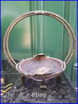 Muller Frères Lunéville Coupe Art Déco Verre Marmoréen Signé Fer Forgé