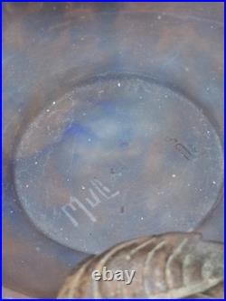 Muller Frères Lunéville Coupe Art Déco Verre Marmoréen Signé Fer Forgé