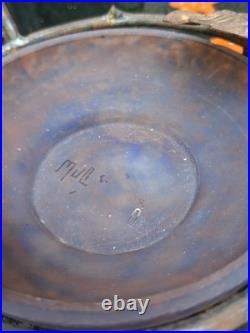 Muller Frères Lunéville Coupe Art Déco Verre Marmoréen Signé Fer Forgé