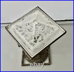 Muller Frères Lunéville Lampe De Table En Verre Pressé Fer Forgé Art Déco