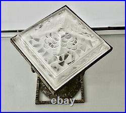 Muller Frères Lunéville Lampe De Table En Verre Pressé Fer Forgé Art Déco
