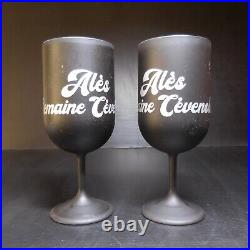 N23.211 Alès Semaine Cévenole 2 verres art déco table design noir made in France