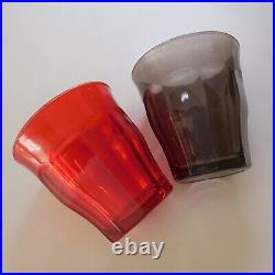 N23.217 Duralex made in France 2 verres noir rouge transparent art déco table