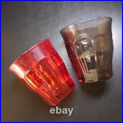 N23.217 Duralex made in France 2 verres noir rouge transparent art déco table