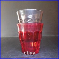 N23.217 Duralex made in France 2 verres noir rouge transparent art déco table