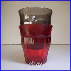 N23.217 Duralex made in France 2 verres noir rouge transparent art déco table