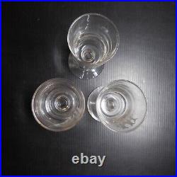 N23.286 cristal miniature 3 verres gravés HM art déco table vintage fait main