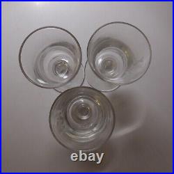 N23.286 cristal miniature 3 verres gravés HM art déco table vintage fait main