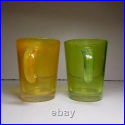 N23.395 duo bols tasses mugs verre vert orange art déco table bureau design 20e