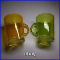 N23.395 duo bols tasses mugs verre vert orange art déco table bureau design 20e