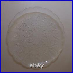 N9433 verre blanc transparent 3 assiettes plates rondes fleurs vintage art déco