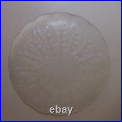 N9433 verre blanc transparent 3 assiettes plates rondes fleurs vintage art déco