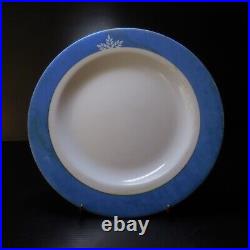 N9434 verre opalin blanc bleu 4 assiettes plates Rivoire Carret art déco France