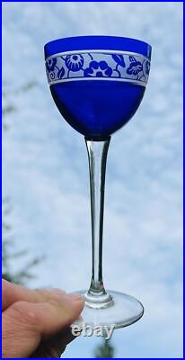 Nancy Verre A Vin Du Rhin Roemer Cristal Gravé Doublé De Couleur Coloré Art Deco