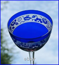 Nancy Verre A Vin Du Rhin Roemer Cristal Gravé Doublé De Couleur Coloré Art Deco