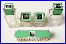 Nécessaire de toilette ARGENT + verre ART DECO vers 1925 flacon à parfum flacons