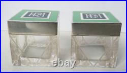 Nécessaire de toilette ARGENT + verre ART DECO vers 1925 flacon à parfum flacons