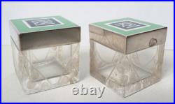 Nécessaire de toilette ARGENT + verre ART DECO vers 1925 flacon à parfum flacons