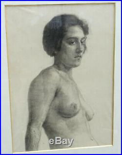 Nu Portrait de Femme Ecole Française du XXème siècle Dessin sous Verre Art Déco