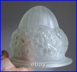 Obus globe Dôme verre pressé moulé Art Deco pour lampe Era Degue Muller