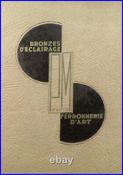 P. Maynadier & Muller Frères Suspension Art Déco Bronze Nickelé & Globe 1930