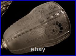 PAIRE D'APPLIQUE ART DÉCO VERRE ET BRONZE NICKELÉ 1930 muller SCONCE LAMP degue