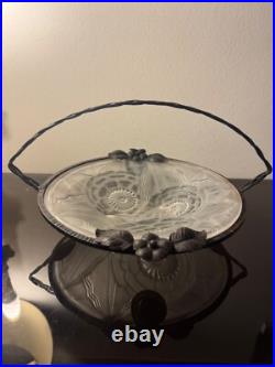 PIERRE D'AVESN Coupe en verre pressé et fer forgé ART-DECO