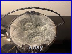 PIERRE D'AVESN Coupe en verre pressé et fer forgé ART-DECO