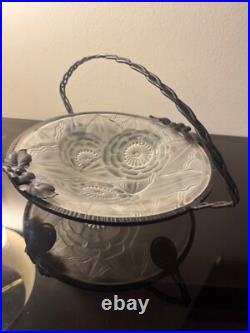 PIERRE D'AVESN Coupe en verre pressé et fer forgé ART-DECO