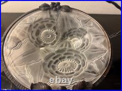 PIERRE D'AVESN Coupe en verre pressé et fer forgé ART-DECO