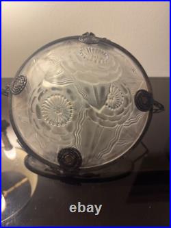 PIERRE D'AVESN Coupe en verre pressé et fer forgé ART-DECO