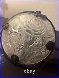 PIERRE D'AVESN Coupe en verre pressé et fer forgé ART-DECO