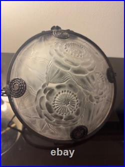 PIERRE D'AVESN Coupe en verre pressé et fer forgé ART-DECO