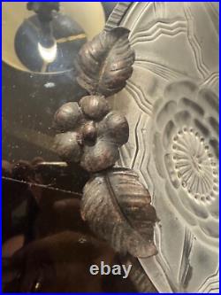 PIERRE D'AVESN Coupe en verre pressé et fer forgé ART-DECO