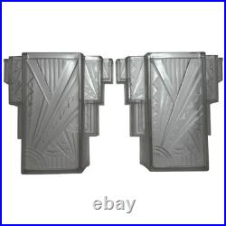 Paire Art Déco Skyscraper Verre Mural Feux IN The Manner Of Marius-ernest Sabino Paire Art Déco Skyscraper Verre Mural Feux IN The Manner Of Marius-ernest Sabino