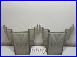 Paire Art Déco Skyscraper Verre Mural Feux IN The Manner Of Marius-ernest Sabino