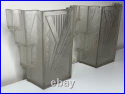 Paire Art Déco Skyscraper Verre Mural Feux IN The Manner Of Marius-ernest Sabino Paire Art Déco Skyscraper Verre Mural Feux IN The Manner Of Marius-ernest Sabino