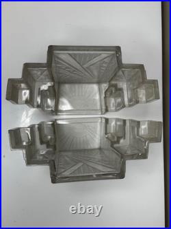 Paire Art Déco Skyscraper Verre Mural Feux IN The Manner Of Marius-ernest Sabino