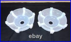 Paire D'abat-jours En Pâte De Verre Opaline Vintage 19 Cm Diffuseur -art déco