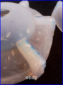 Paire D'abat-jours En Pâte De Verre Opaline Vintage 19 Cm Diffuseur -art déco