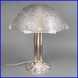 Paire De Lampes Art Deco Lierre René Lalique R. Lalique Verre Glass Lamps Ivy