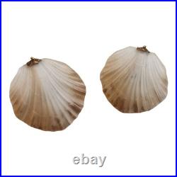 Paire d'appliques coquillages, verre et laiton, France 1960 Luminaire Art Déco