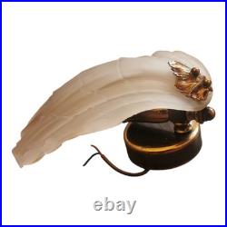 Paire d'appliques coquillages, verre et laiton, France 1960 Luminaire Art Déco