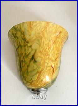 Paire d'appliques style Art Déco verre moiré H24 Verreries de Vianne France 80