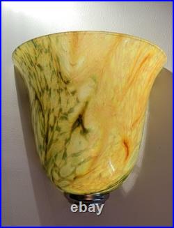 Paire d'appliques style Art Déco verre moiré H24 Verreries de Vianne France 80