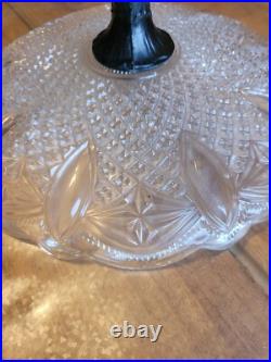 Paire de Coupes à Fruits en Verre Ciselé sur Pied en Régule. Epoque Art Déco