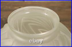 Paire de Vase Ancien en Verre Moulé Pressé Satiné Art Déco Géometrique c1930