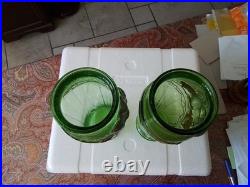 Paire de Vases art deco en verre couleur Verte hauteur 22 cm