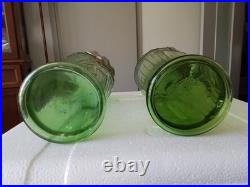 Paire de Vases art deco en verre couleur Verte hauteur 22 cm